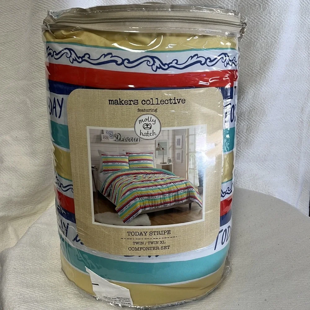 MAKERS COLLECTIVE Colorful Today Stripe Comforter Set twin/twin XL